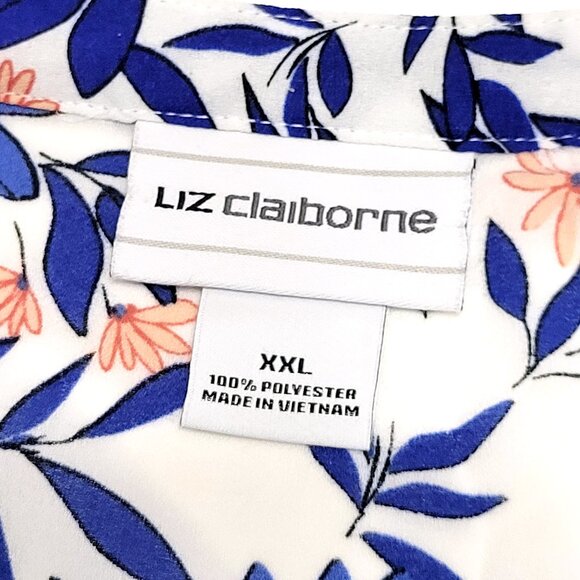 Liz Claiborne Womens Floral Flutter Sleeve Top Size 2XL V-Neck Office Mature - Picture 8 of 8